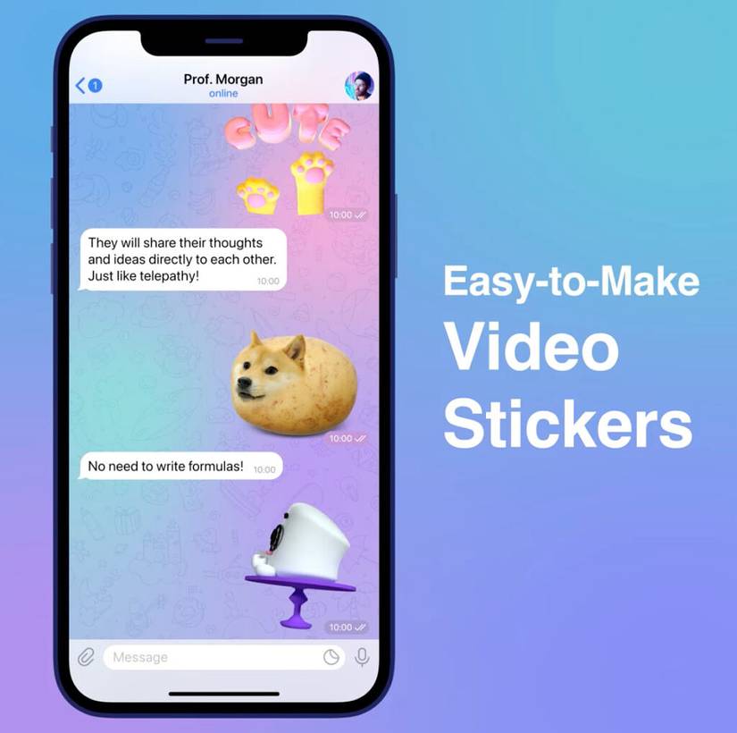 Telegram 8.5 video stickers
