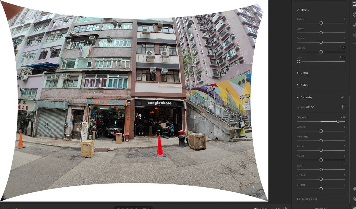 Fixing the distorted fisheye effect in Lightroom