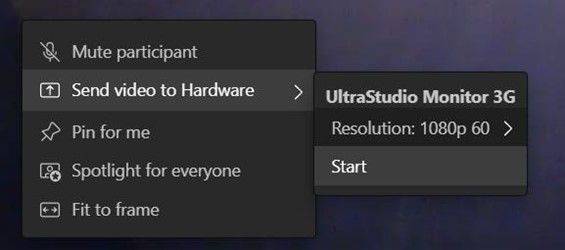 Send Teams video to hardware-out