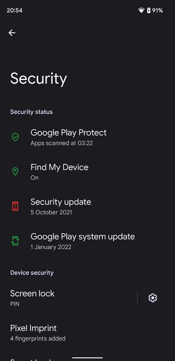 Pixel 3 with update available
