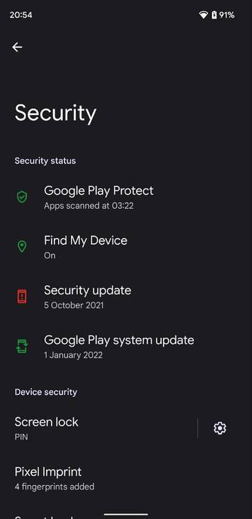 Pixel 3 with update available