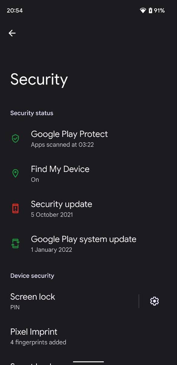 Pixel 3 with update available