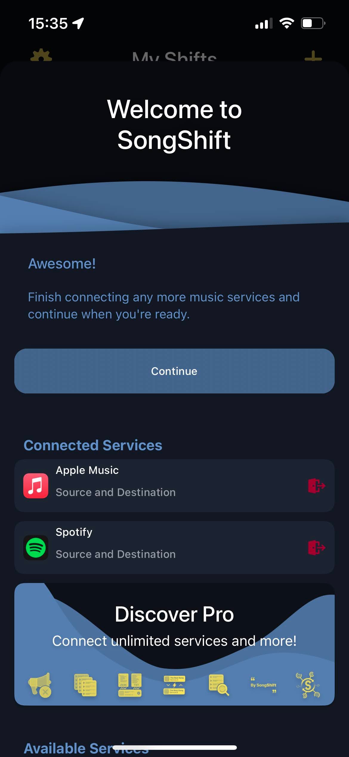 SongShift Spotify and Apple Music linked