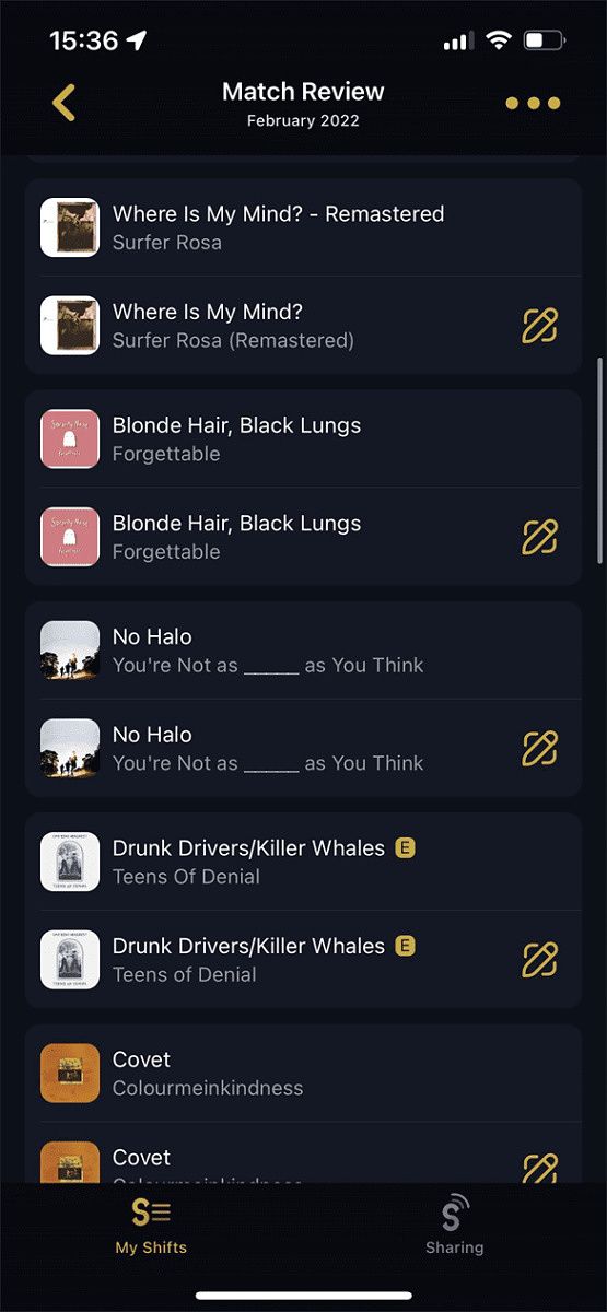 SongShift Spotify and Apple Music matches