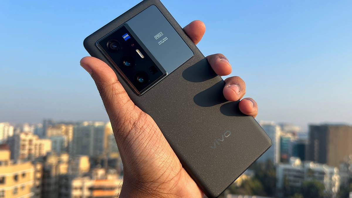 Vivo X70 Pro Plus in Black color held out in hand