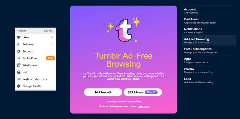 Tumblr introduces ad-free subscription for $5/month