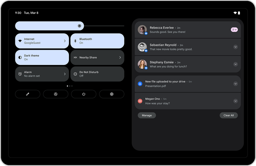 Android 12L notification shade
