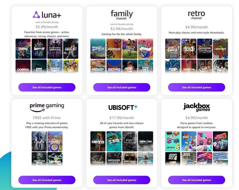 All Amazon Luna channels and pricing