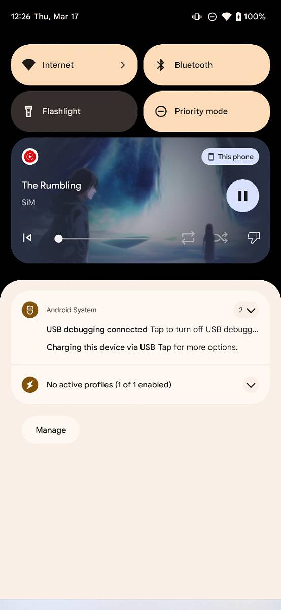 Android 13 media player UI from Android 13 DP2