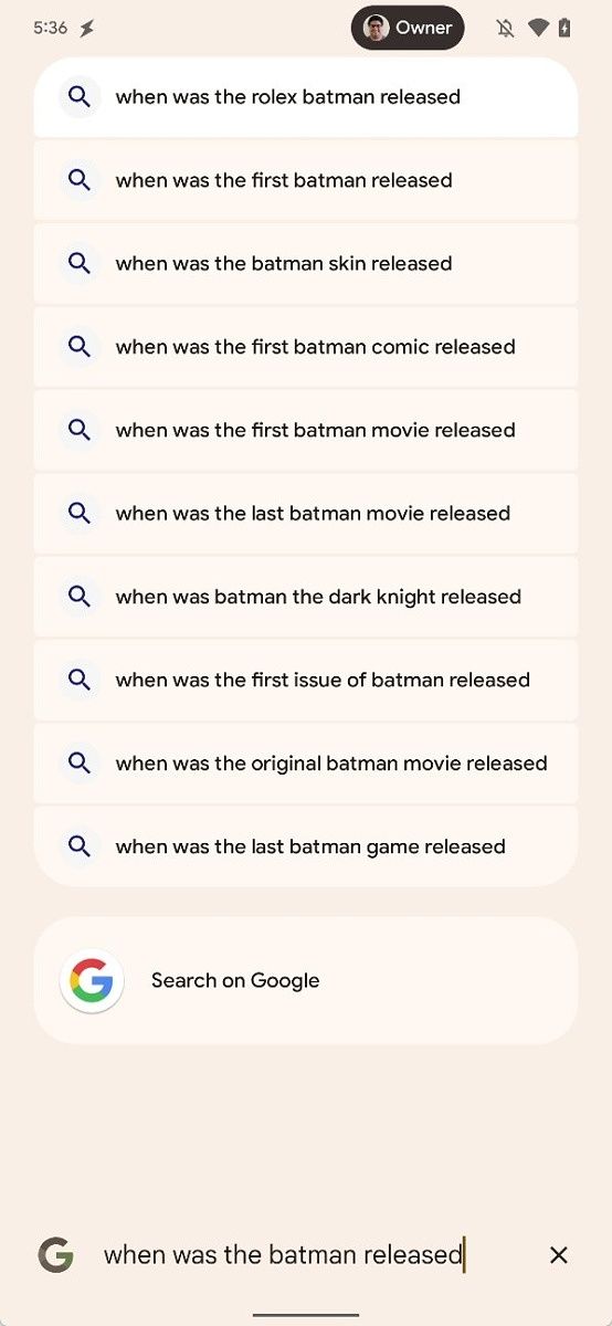 Pixel Launcher search