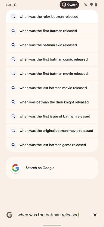Pixel Launcher search