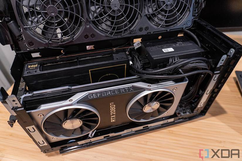 Intel NUC 12 Extreme with graphics card installed