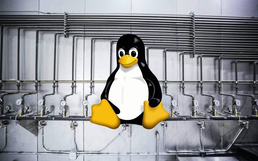 Linux Tux logo on pipelines