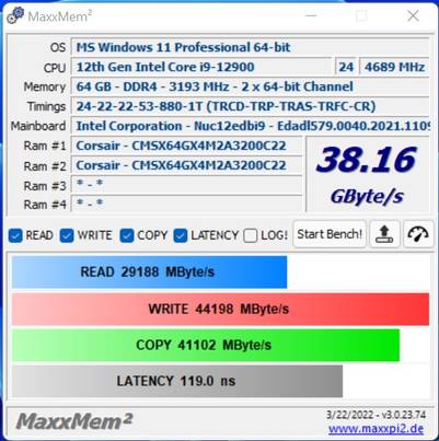 Intel NUC 12 Extreme benchmark