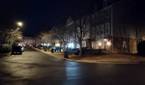 Photo of a street at night