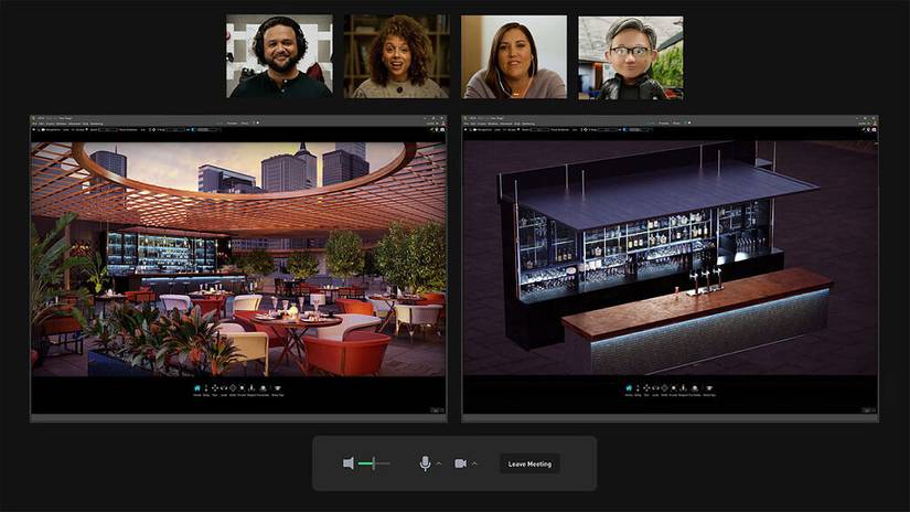Four users sharing content using Omniverse Cloud and the View app