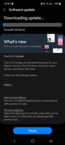 One UI 4.1 update being downloaded on a Galaxy A52s 5G