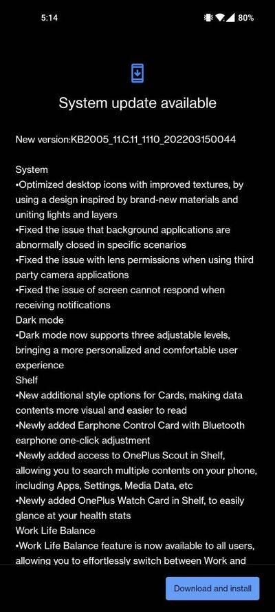 OnePlus 8T stable OxygneOS 12 OTA