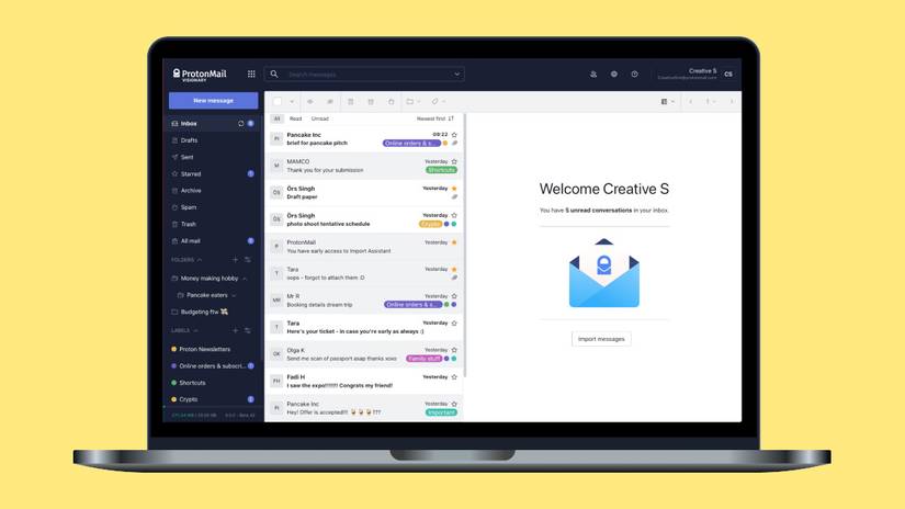 ProtonMail on a laptop