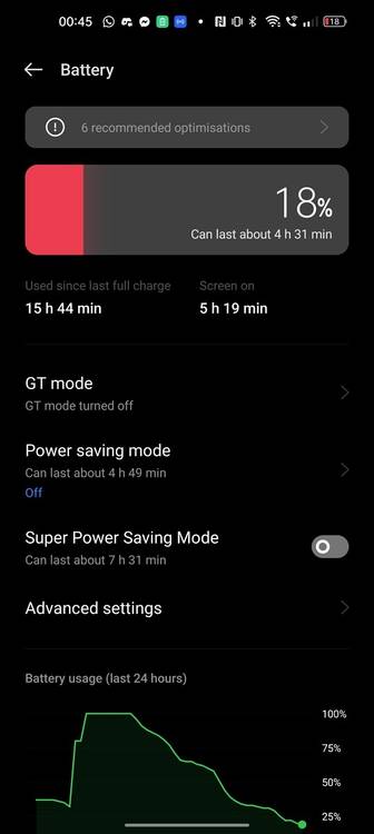 Realme GT 2 Pro battery life screen on time