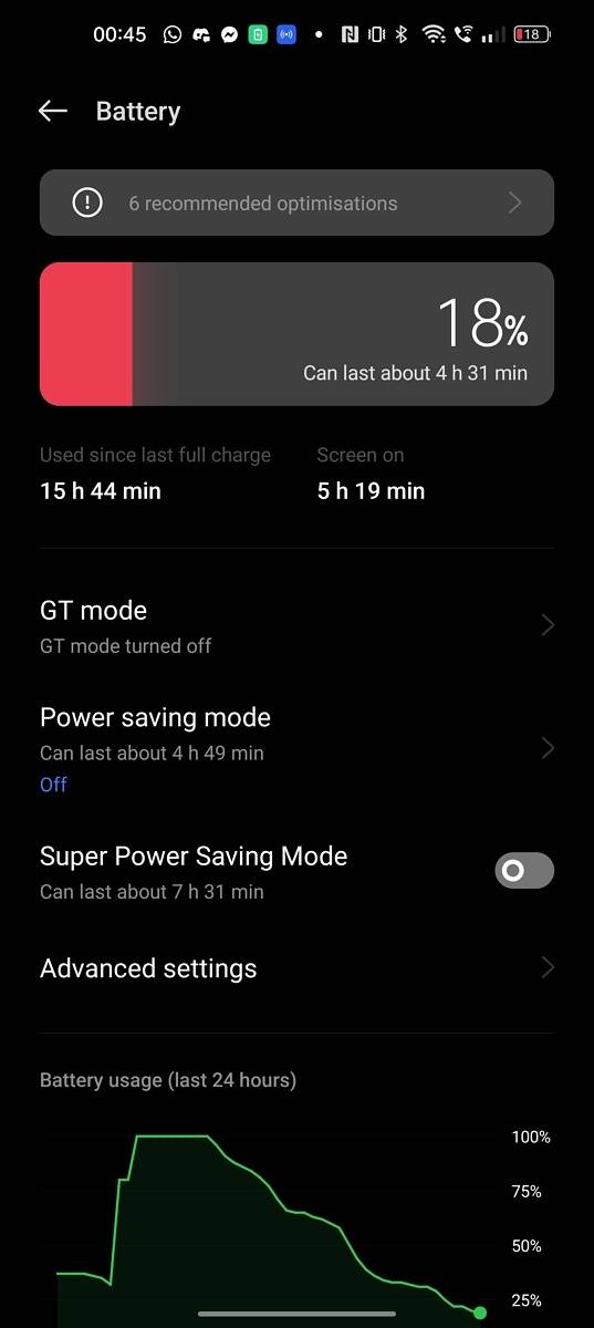 Realme GT 2 Pro battery life screen on time