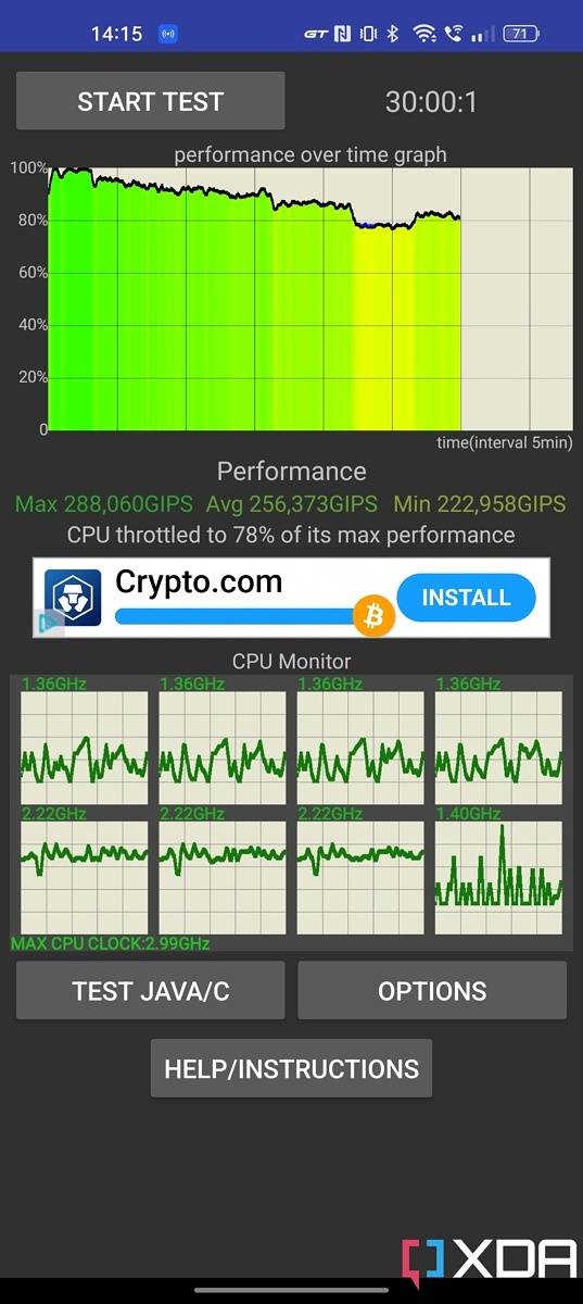 Realme GT 2 Pro CPU Throttling Test GT Mode on