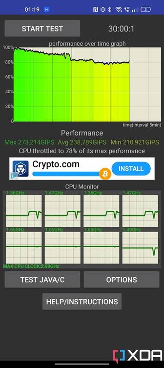 Realme GT 2 Pro CPU Throttling Test GT Mode off