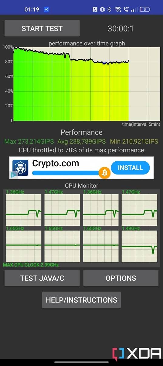 Realme GT 2 Pro CPU Throttling Test GT Mode off