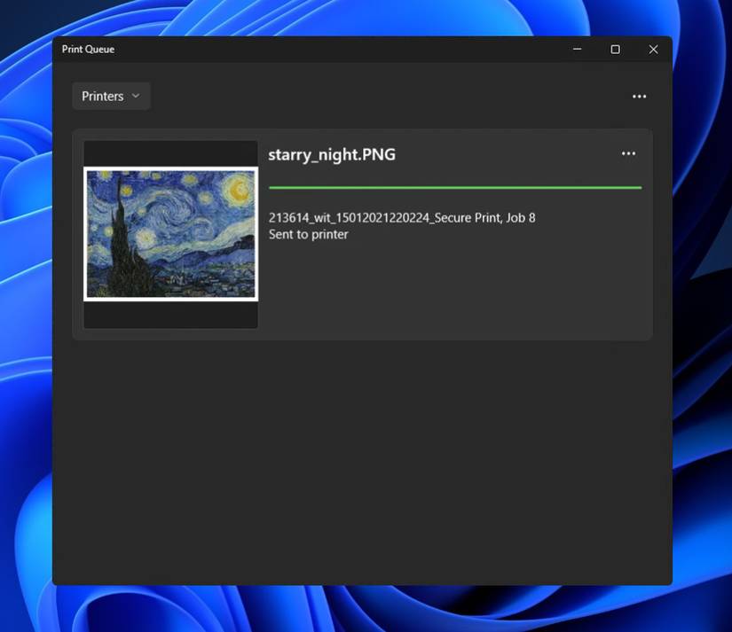 Updated Print Queue in Windows 11 build 22572