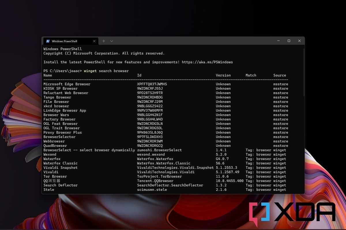 Search results for "browser" inWindows Package Manager