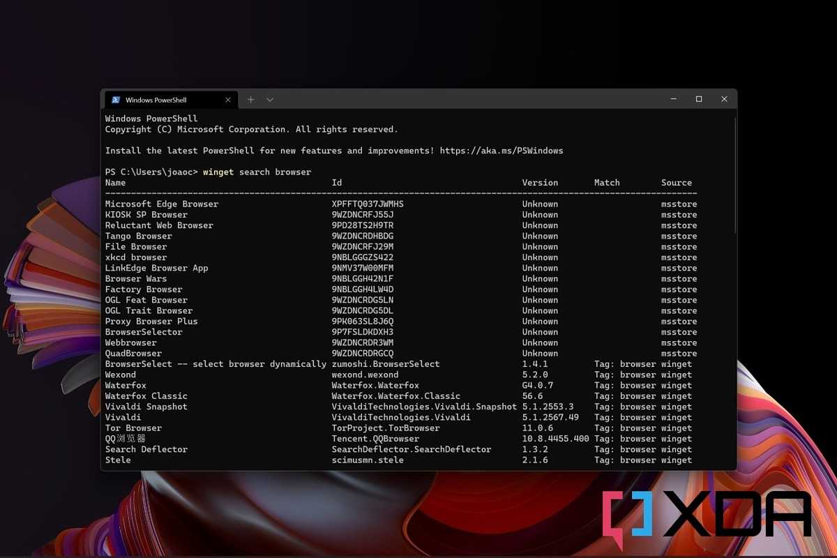 Search results for "browser" inWindows Package Manager