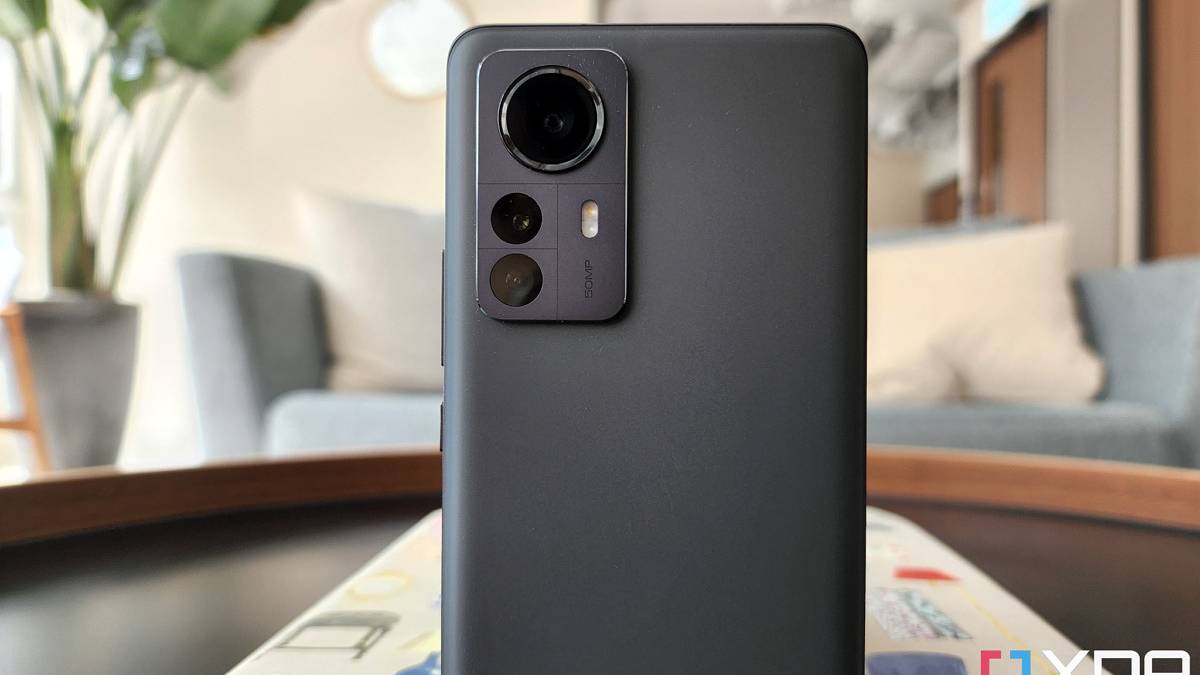 Close up shot of Xiaomi 12 Pro's rear camera setup.