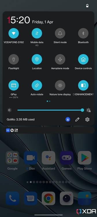 OxygenOS 12.1 quick settings