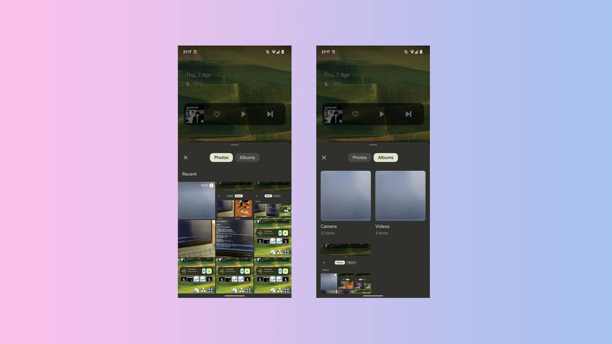 Two screenshots showing Photo picker dialog