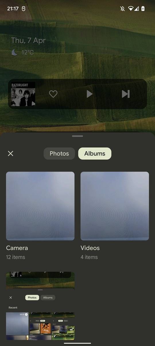 Android photo picker pop up