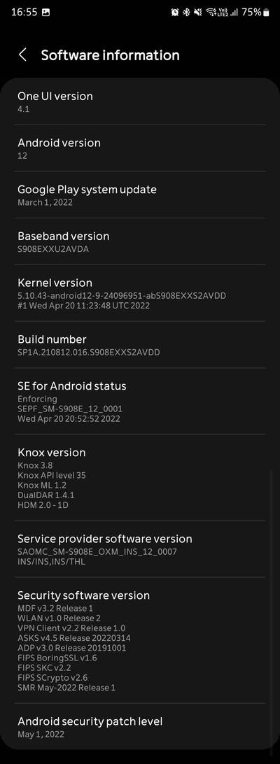 Samsung Galaxy S22 AVDD May 2022 patch