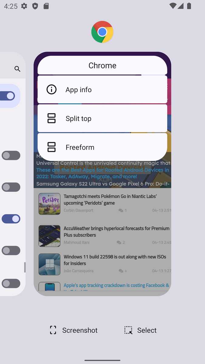 Freeform mode on Android