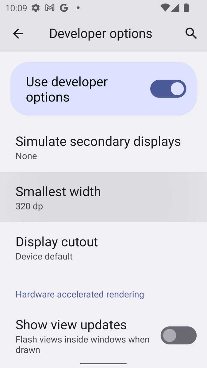 Smallest width setting