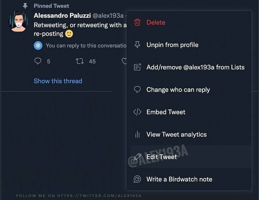 Twitter's upcoming edit button gets revealed in a new leak