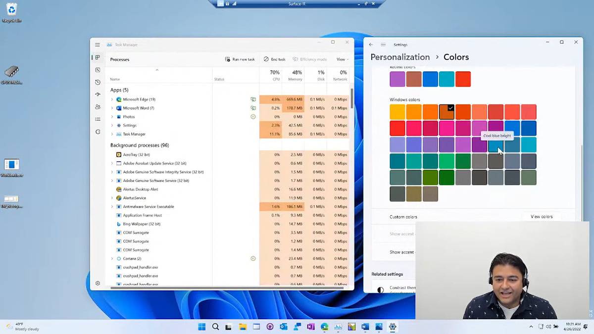 The new Task Manager in Windows 11 will soon use your theme color