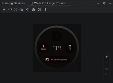 Android Studio Dolphin Beta Wear OS Emulator Side Toolbar