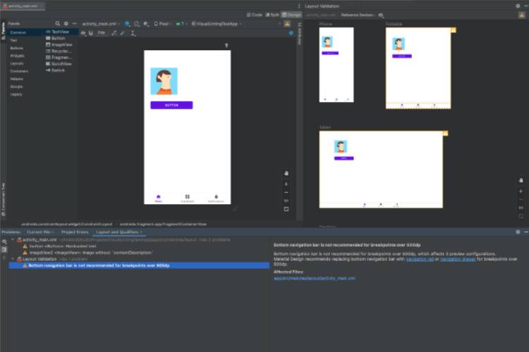 Android Studio Electric Eel Canary Visual Linting