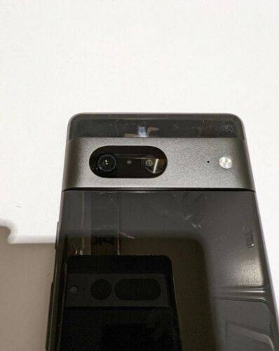 Google Pixel 7 with Pixel 7 Pro in reflection