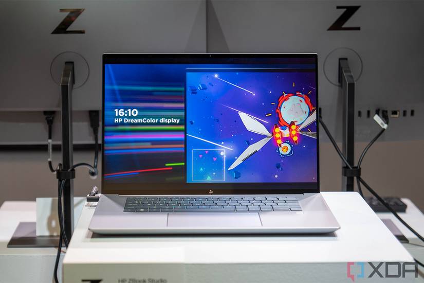 HP ZBook Studio with Z logos behind it