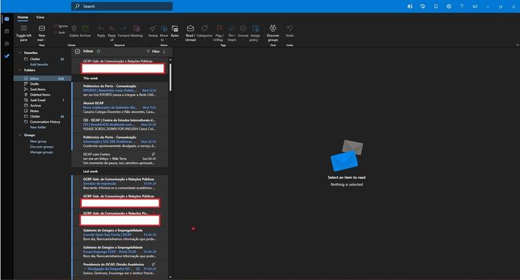 Outlook app with classic ribbon interface enabled
