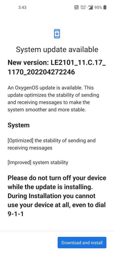 OnePlus 9R OxygenOS 12 C.17 OTA