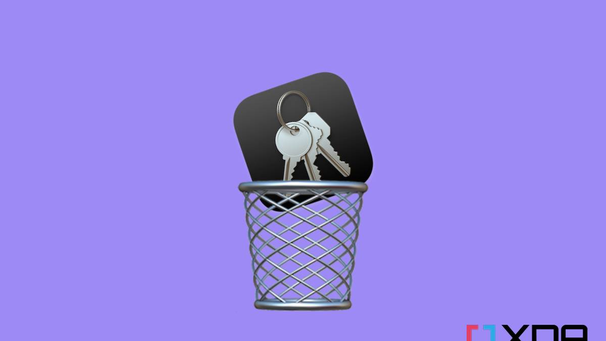 Keychain Access icon in trash bin emoji to signify passwordless sign-ins