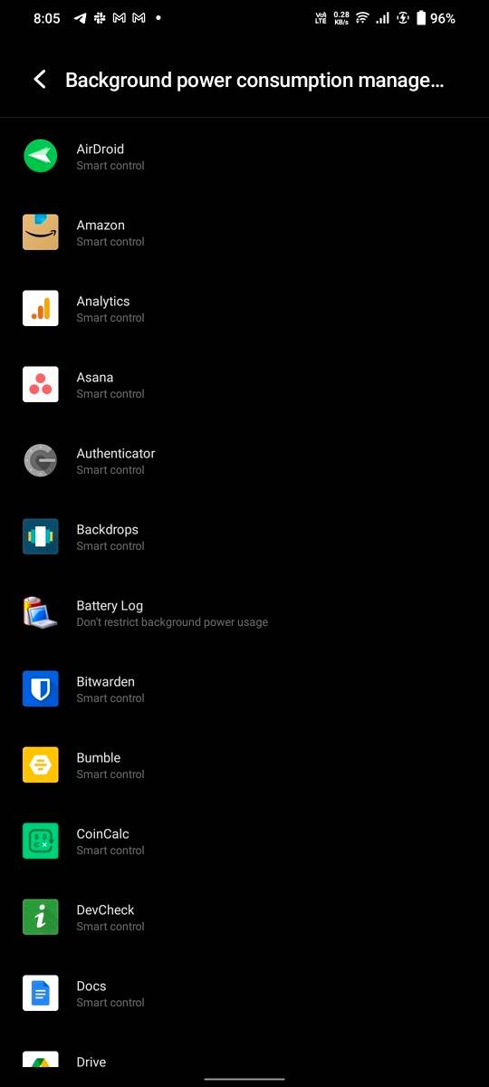 Funtouch OS Battery Settings screen