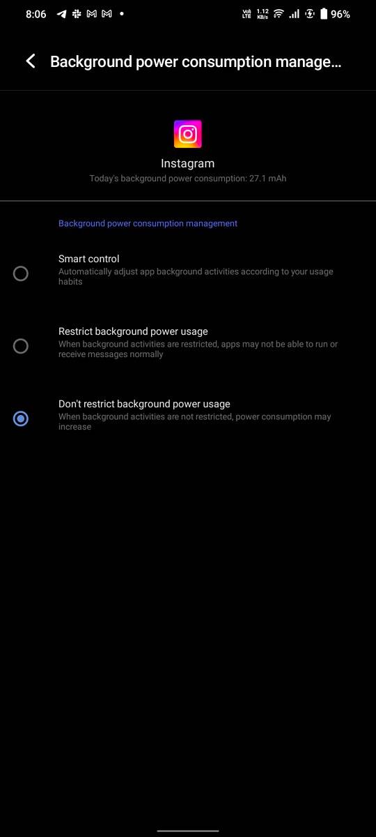 Funtouch OS Battery Settings screen