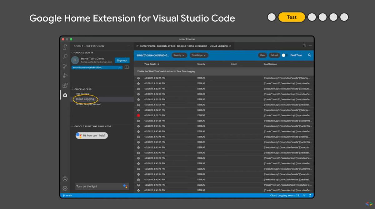 Google Home for VS Code
